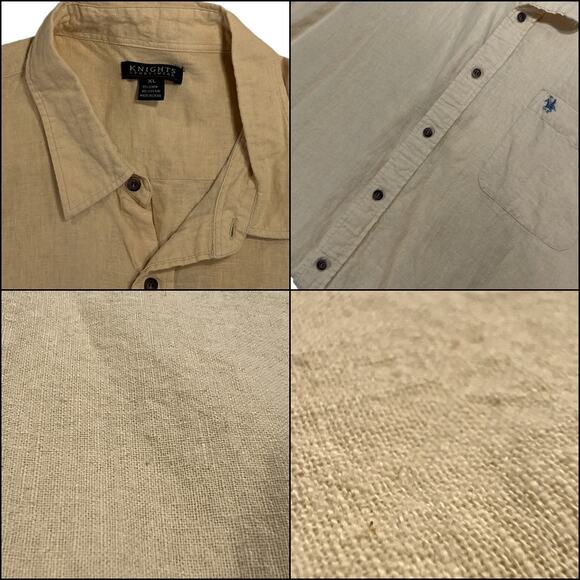 Knights Sportswear Men's Casual Short Sleeve Button Up Shirt Pocket  XL Yellow - Picture 6 of 12